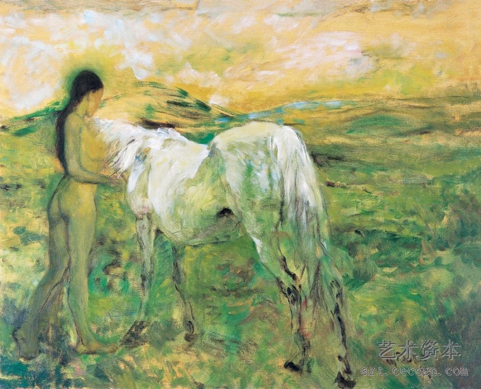 何多苓 《抚摸马的女人》